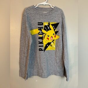 Pokemon Pikachu Yellow and Gray Long Sleeve Tee Size Medium